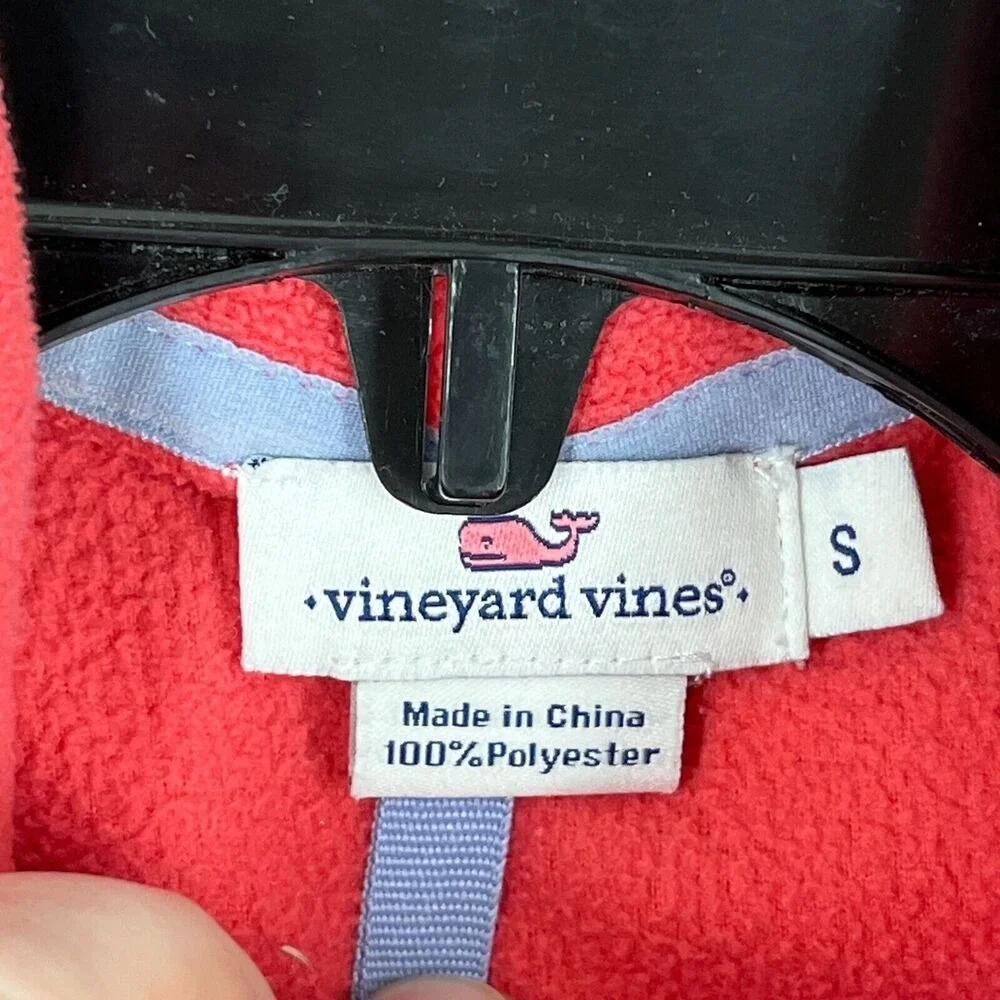 Vineyard Vines Fleece Sweater Vest Girls‎ S Red Fleece Zip Up Outerwear Camping